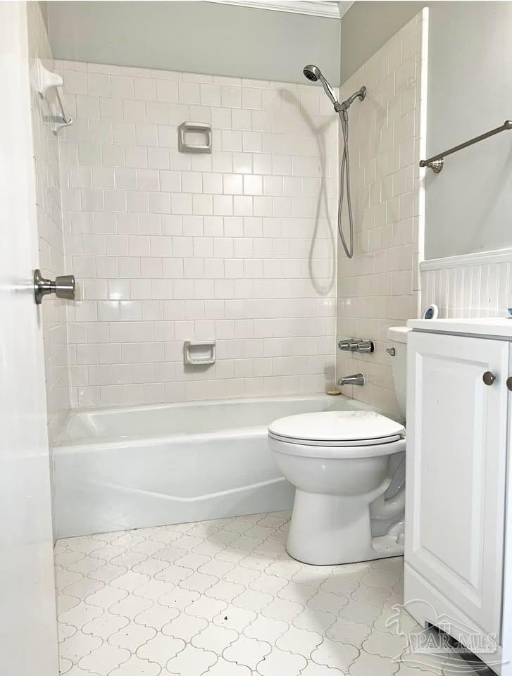 5705 Admiral Doyle Road Pensacola, FL 32506 - Photo 13 of 32 a bathroom with a toilet a sink and a shower