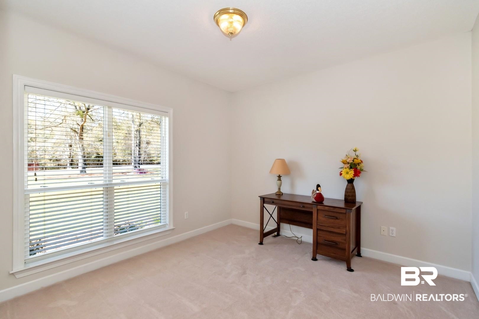 6090 Celeste Road Saraland, AL 36571 - Photo 24 of 38 Office area with light carpet, baseboards, and a healthy amount of sunlight