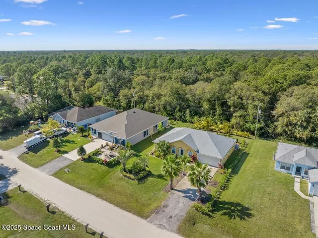 an aerial view of a house