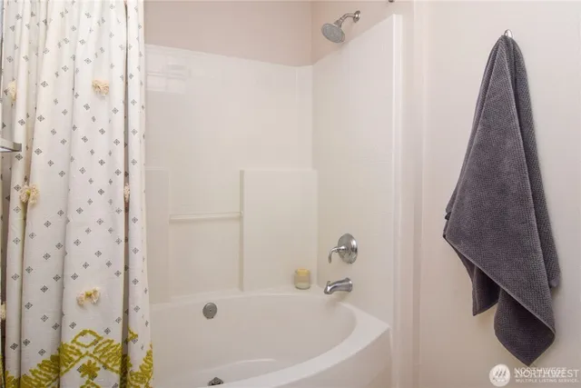 a bathroom with a bathtub