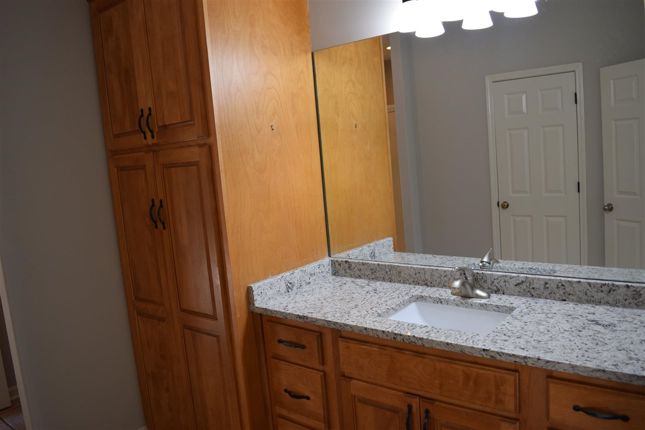 6546 Tracy Road Atoka, TN 38004 - Photo 19 of 24 a bathroom with a granite countertop sink and a mirror