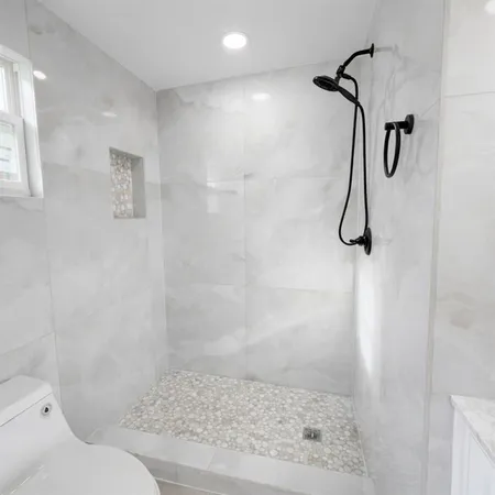 a bathroom with a shower
