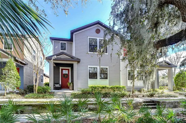 front view of a house with a yard