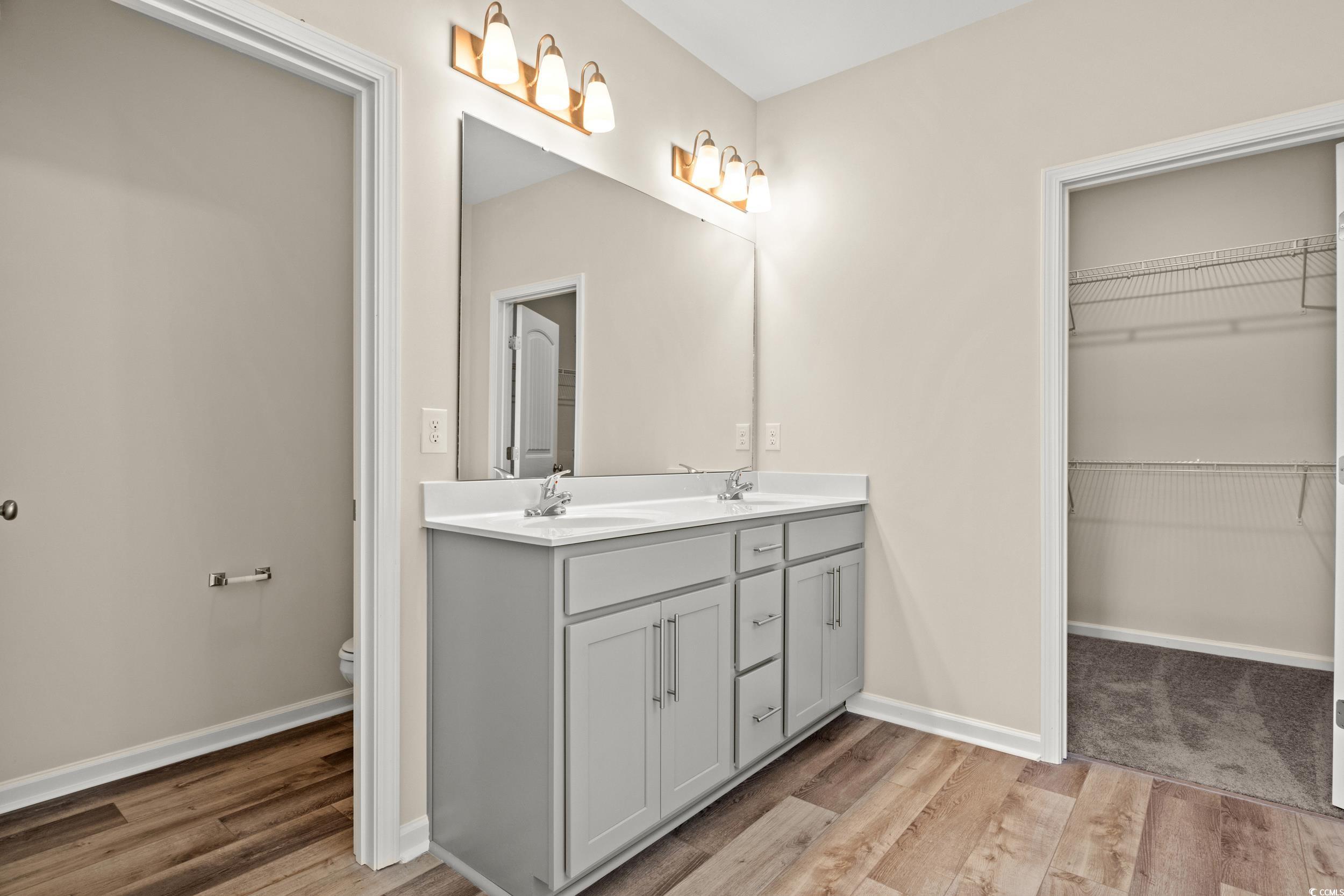 316 Lakota Loop Longs, SC 29568 - Photo 8 of 17 Bathroom with vanity, wood-type flooring, and toil