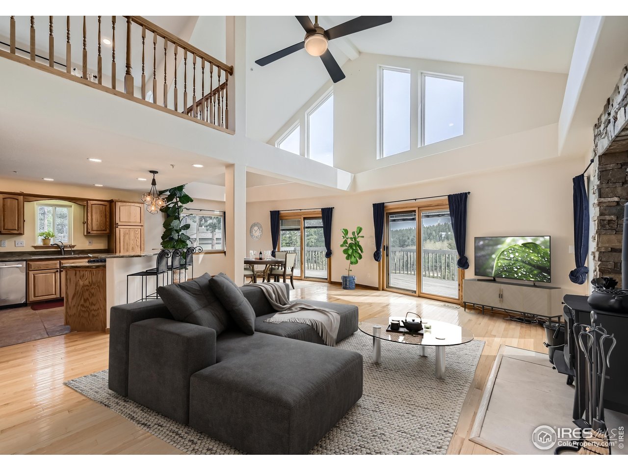 613 Ranch Road Ward, CO 80481 - Photo 2 of 37 Bright, open living space with peaked ceilings and south-facing picture windows. Gorgeous!