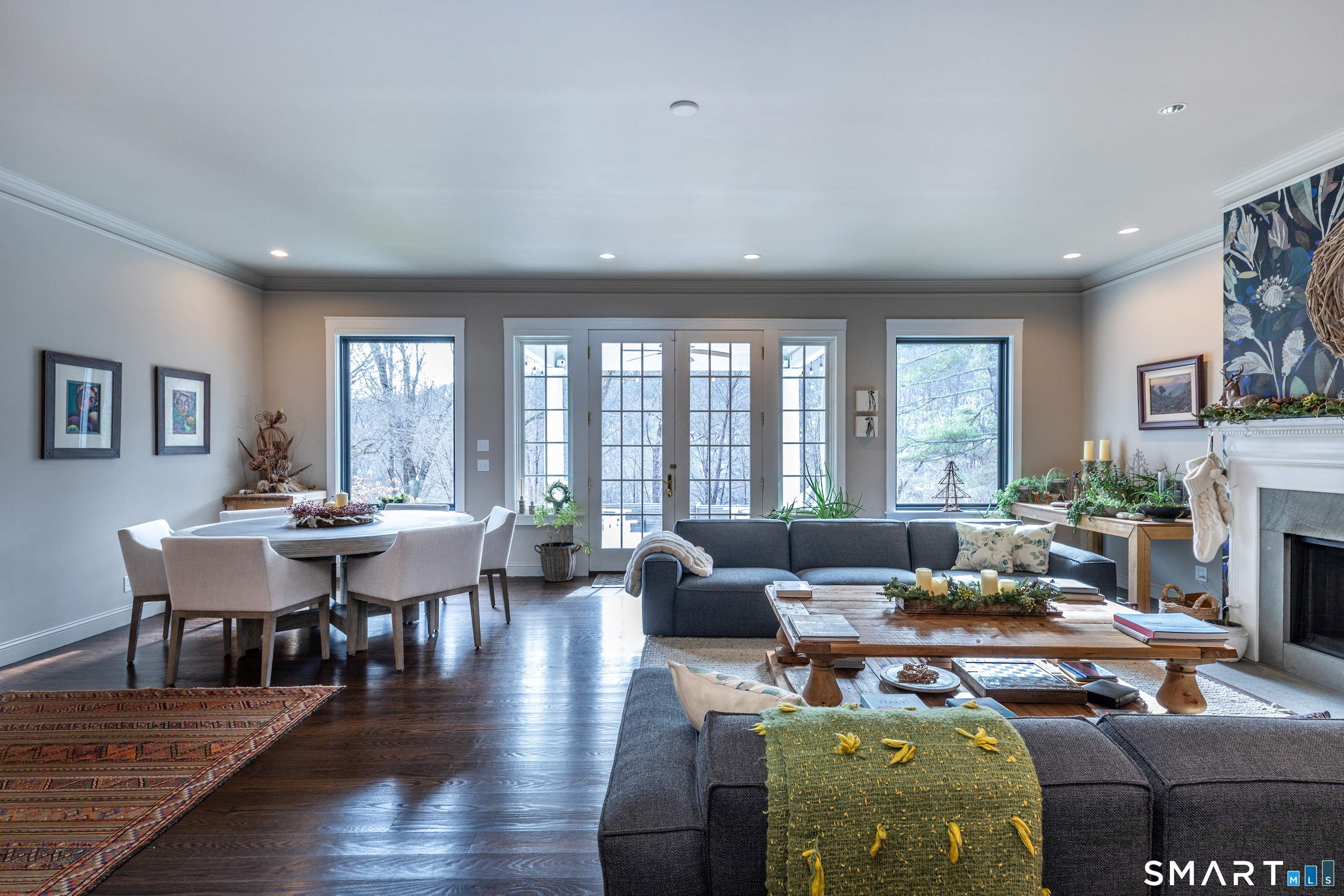 1030 Washington-Woodbury Road Roxbury, CT 06783 - Photo 18 of 40 a living room with fireplace furniture and a wooden floor