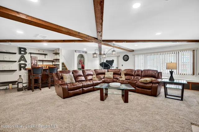 a view of a garage with storage