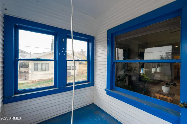 a view of wooden door