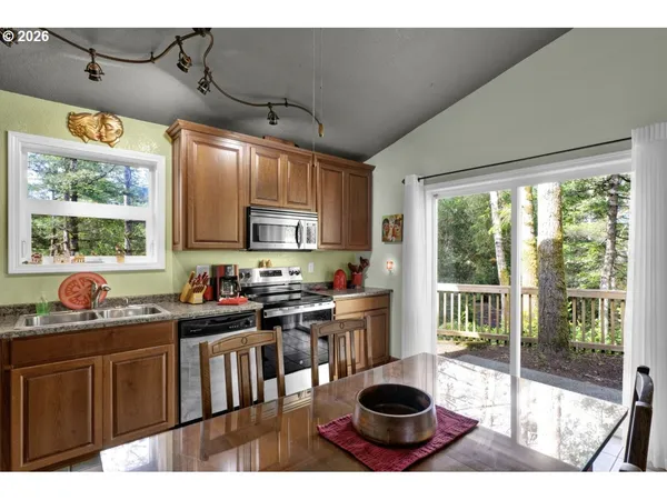 a kitchen with lots of counter top space