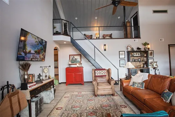 a living room with furniture