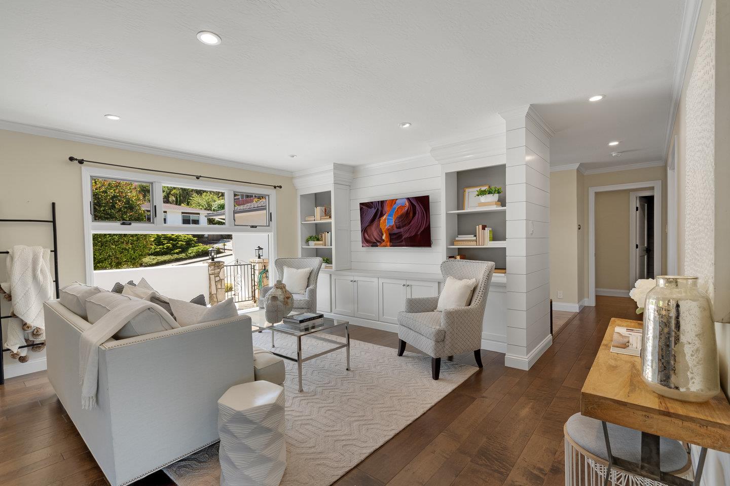 1270 Roble Road Millbrae, CA 94030 - Photo 17 of 35 a living room with furniture and a flat screen tv