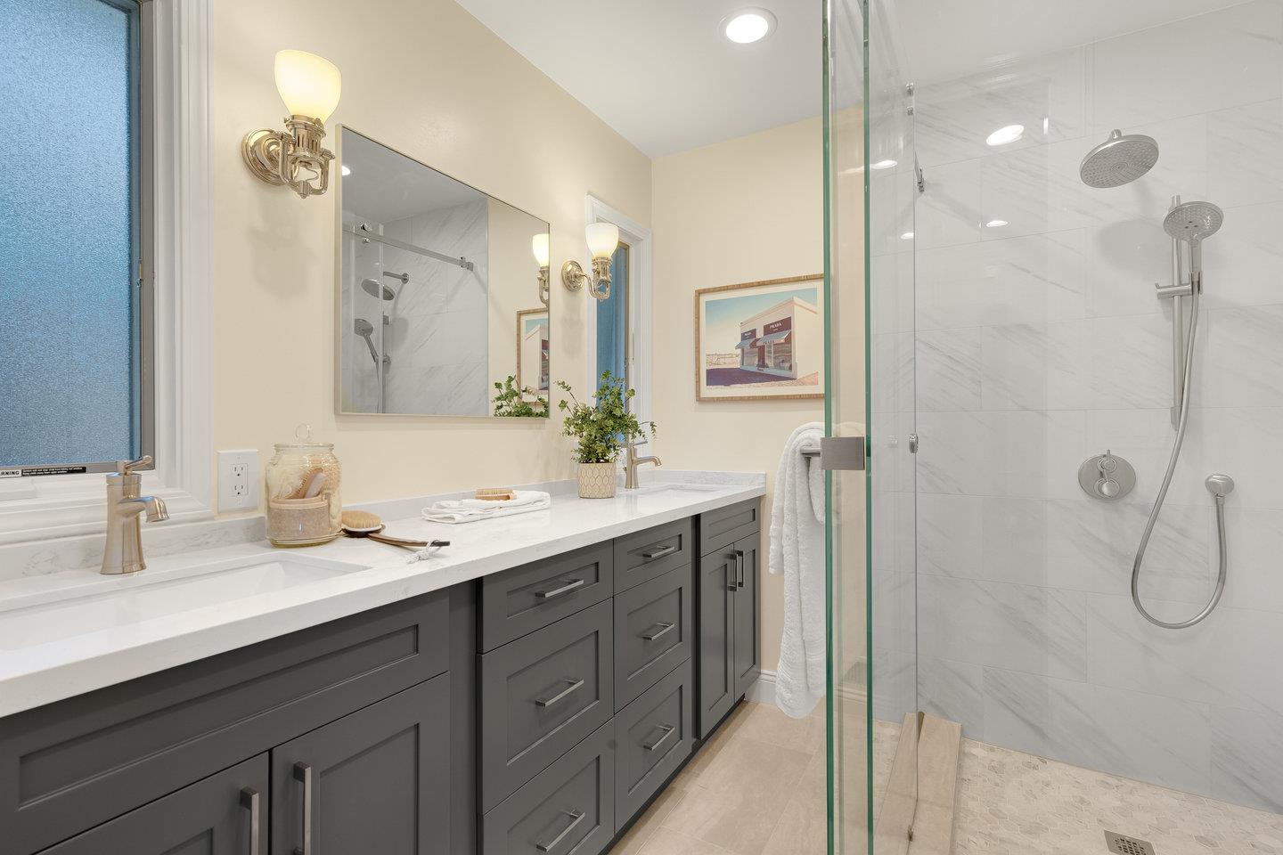 1270 Roble Road Millbrae, CA 94030 - Photo 21 of 35 a bathroom with a double vanity sink mirror and double