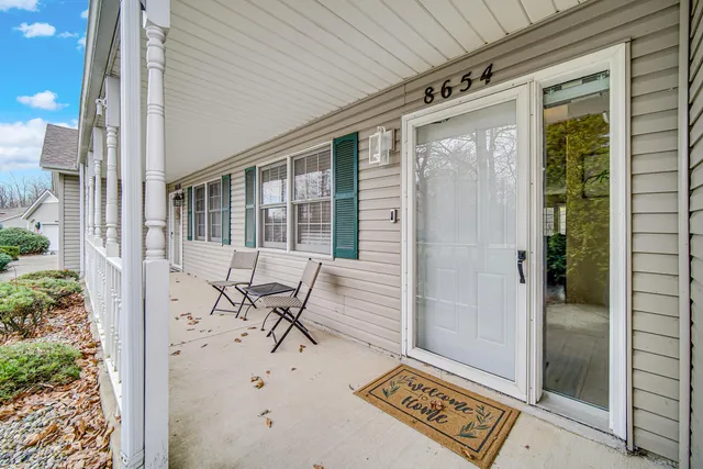 a view of an outdoor space with seating area