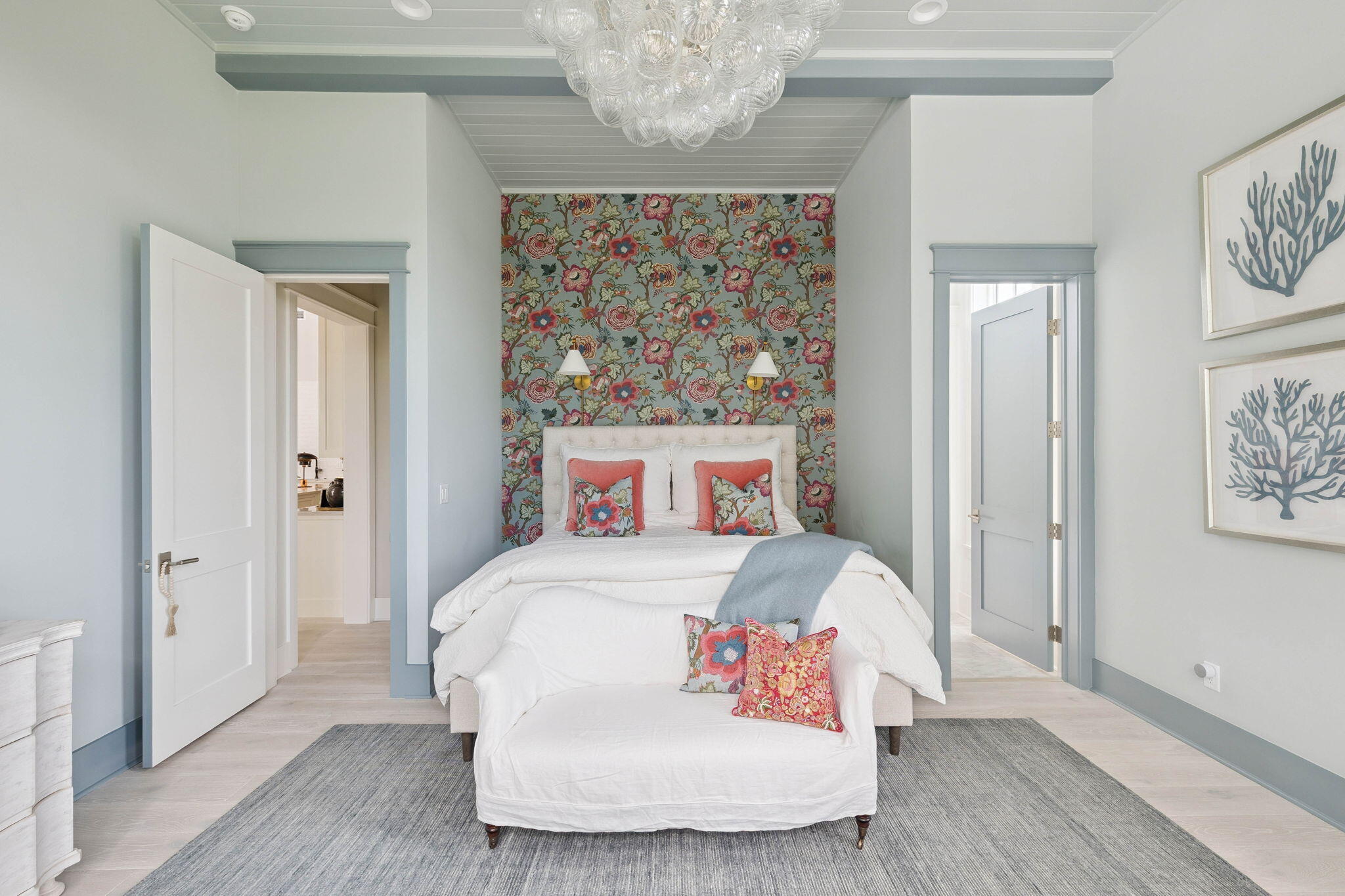 125 Golfridge Dr Inlet Beach Inlet Beach, FL 32461 - Photo 28 of 110 a bedroom with a bed and a chandelier