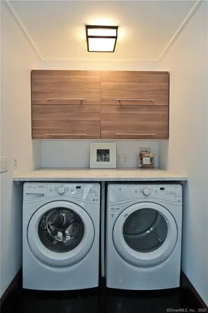 a close view of a washer and dryer
