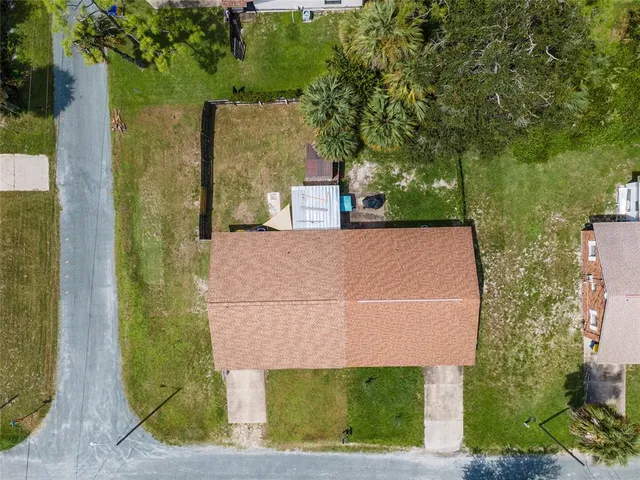 an aerial view of a house