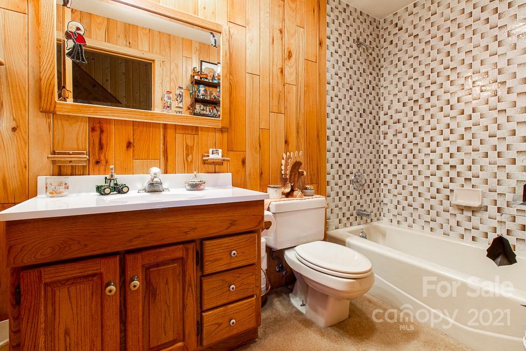 620 Pioneer Ridge Road Canton, NC 28716 - Photo 21 of 42 a bathroom with a sink toilet a mirror and shower