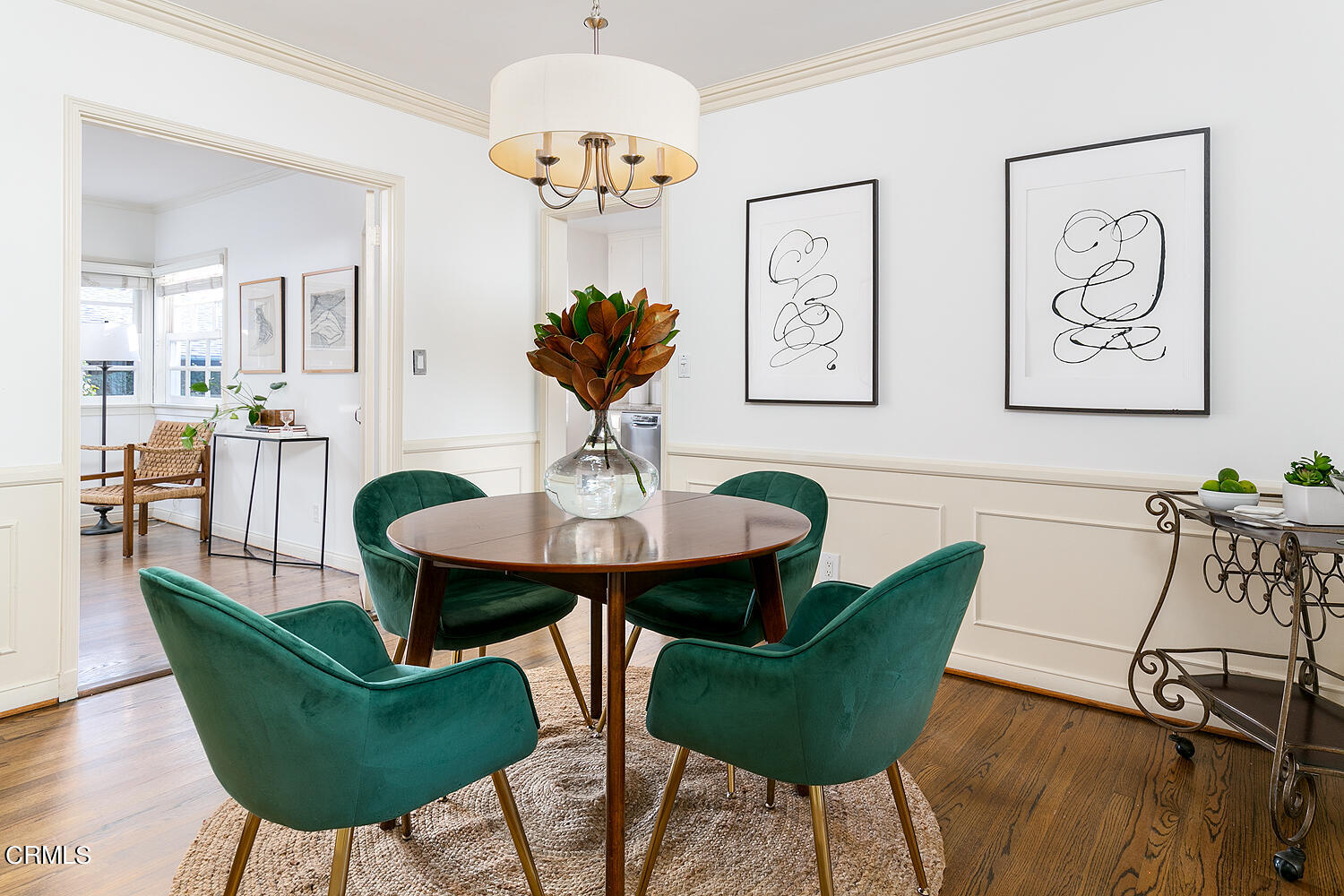 420 Northcliff Road Pasadena, CA 91107 - Photo 8 of 25 a view of a dining room with furniture wooden floor and a chandelier