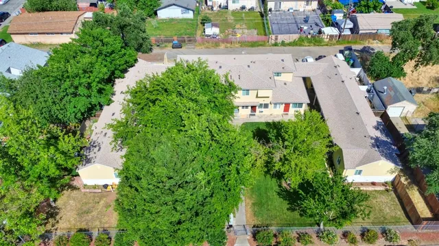 a front view of a building with a glass door