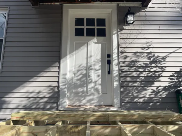 a view of building with door