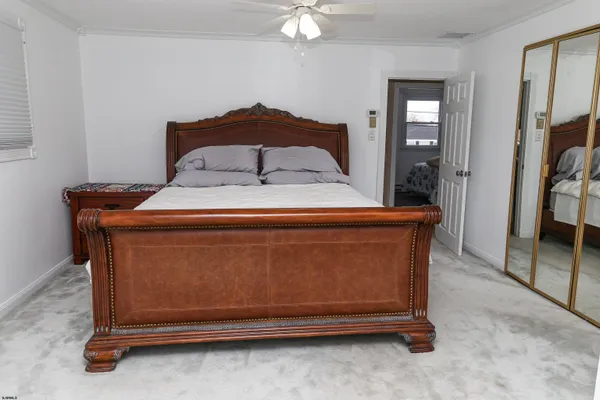 a room with a bed and a table