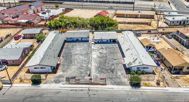 an aerial view of a city with balcony