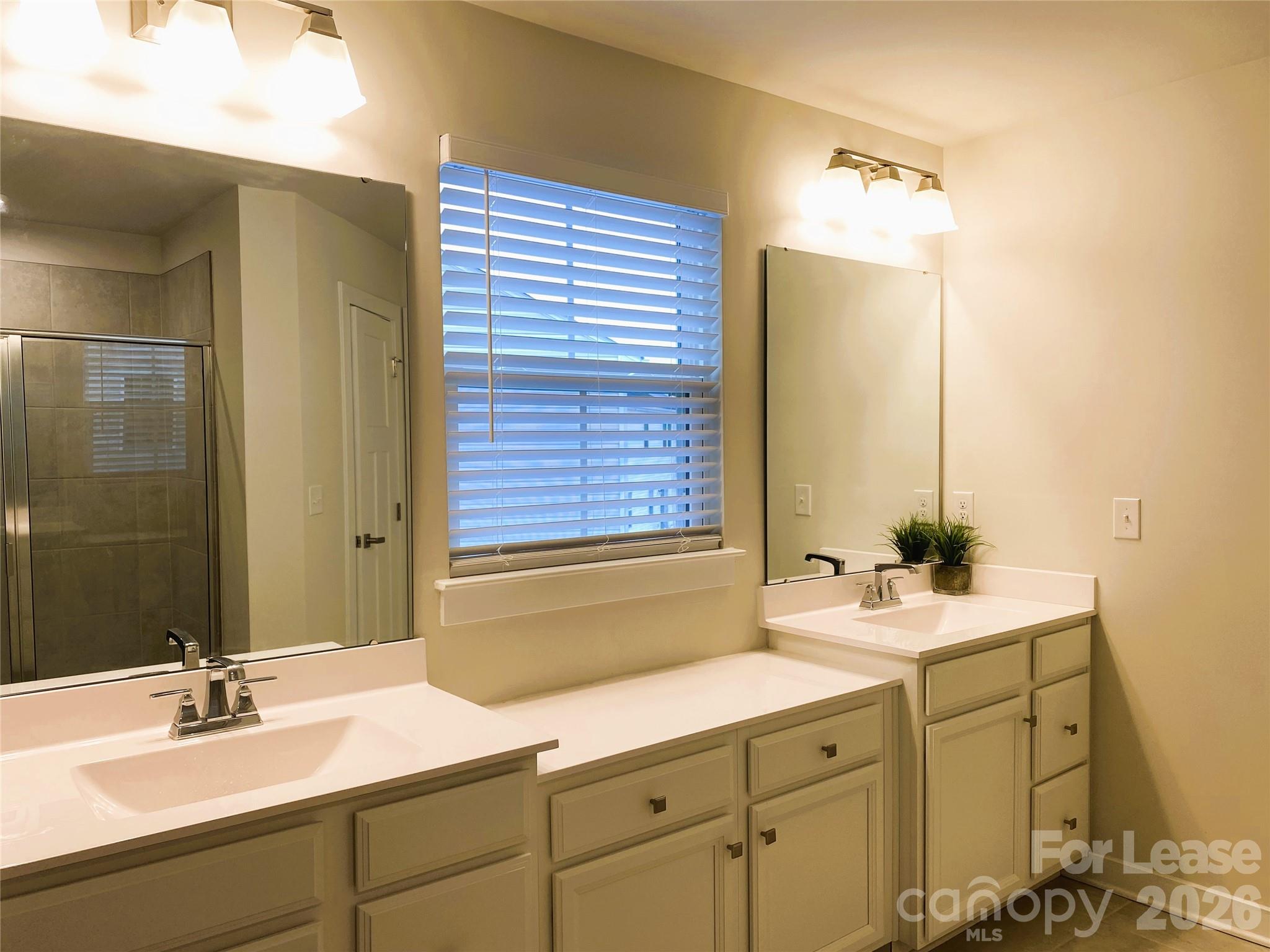 3163 Streamside Drive Davidson, NC 28036 - Photo 16 of 20 a bathroom with a double vanity sink and a mirror
