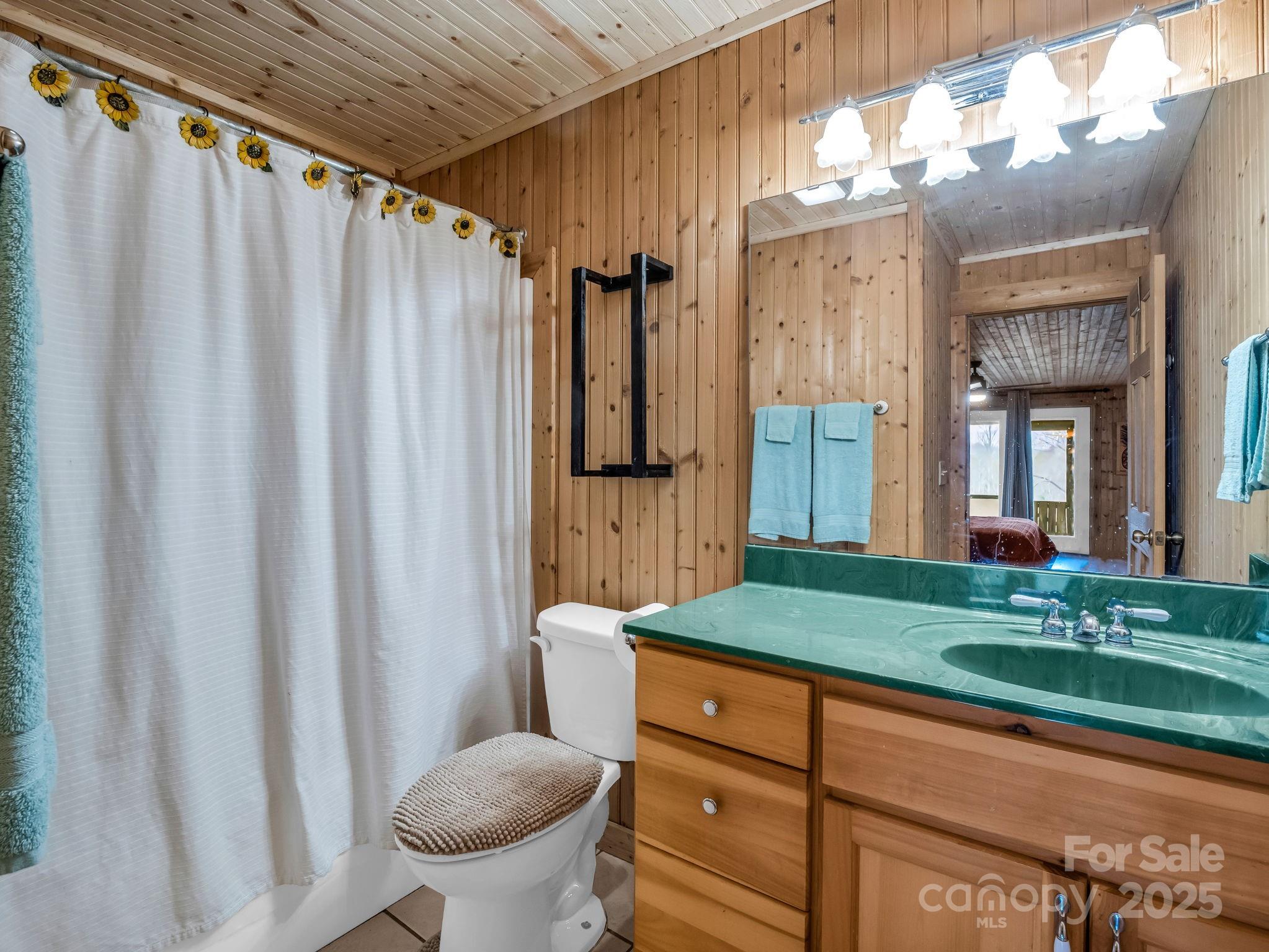 557 Emerald Parkway Rutherfordton, NC 28139 - Photo 31 of 48 a bathroom with a granite countertop sink toilet and a mirror