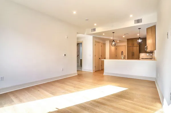 an empty room with windows