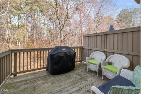 a view of a patio in the backyard