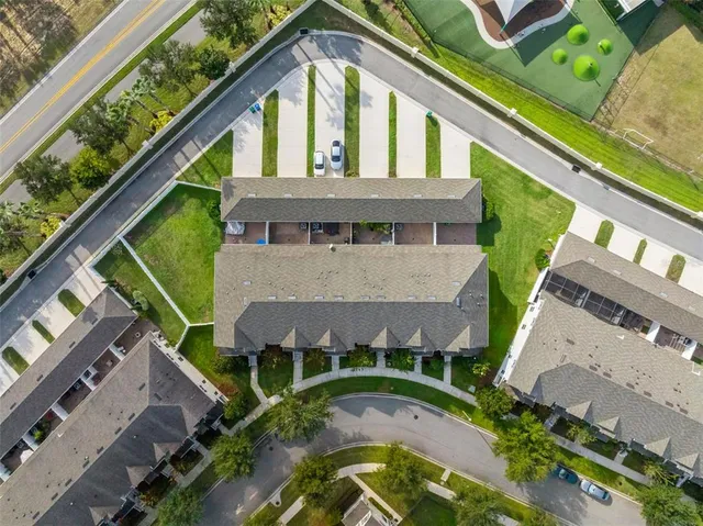 an aerial view of a house