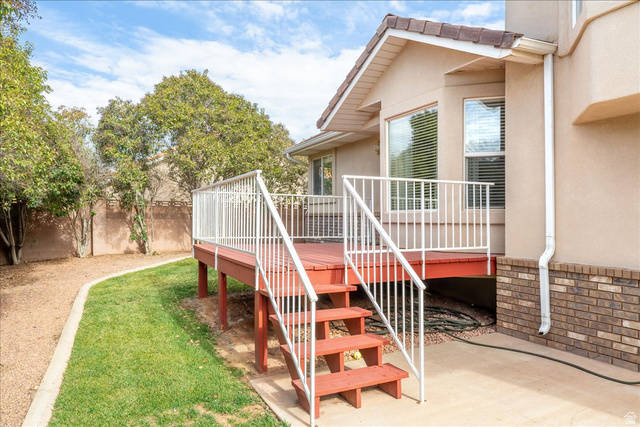 7 Reflection Way St. George, UT 84770 - Photo 50 of 54 Deck featuring stairway and a patio