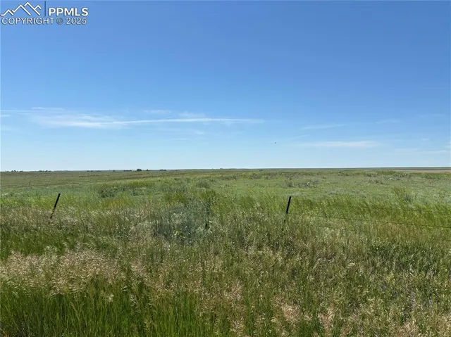 a view of an ocean and a field