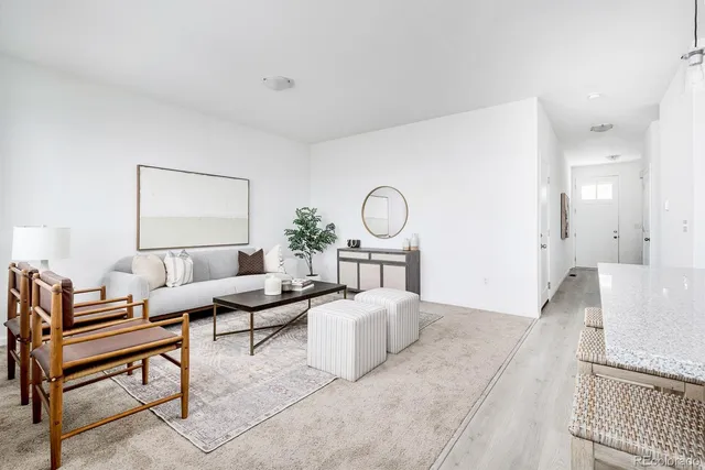 a living room with furniture