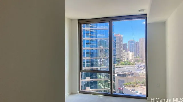 a view of a glass door with a glass door