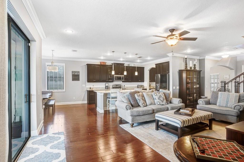 11719 Albatross Lane Riverview, FL 33569 - Photo 3 of 51 a living room with furniture kitchen view and a chandelier