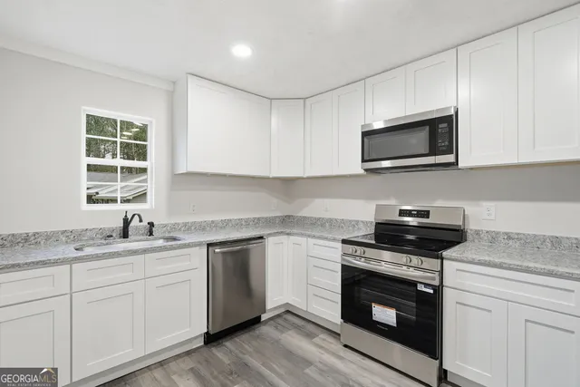 an empty room with windows