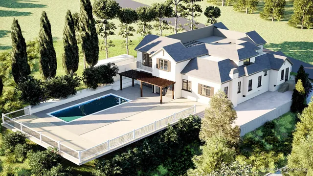 an aerial view of a house