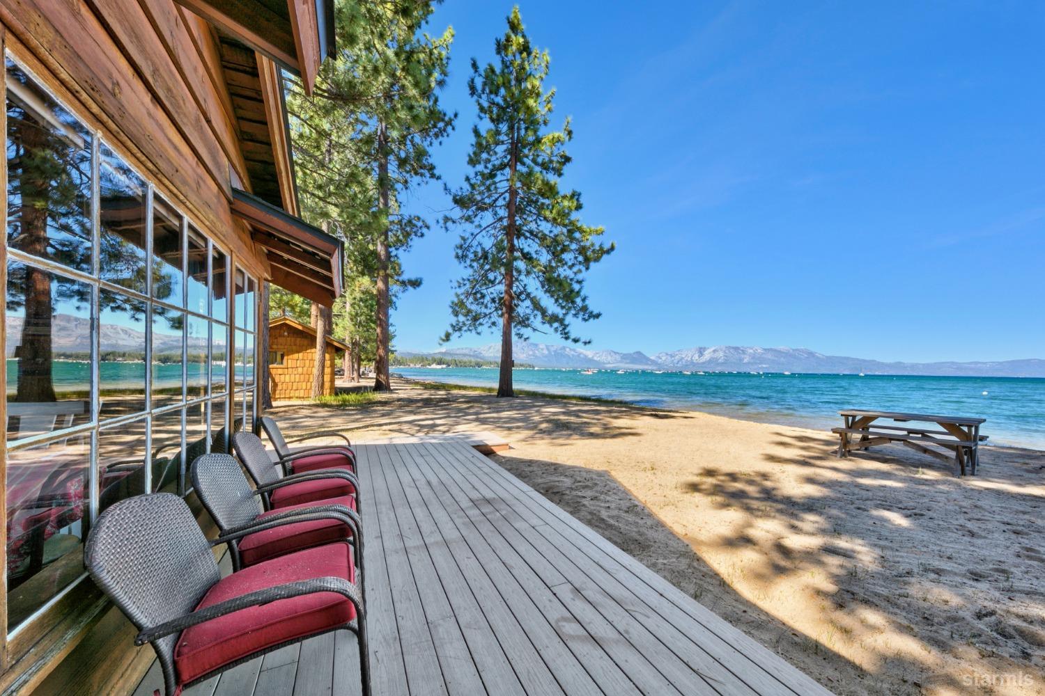 3865 Beach Road South Lake Tahoe, CA 96150 - Photo 11 of 35 a view of a balcony with two chairs and a table