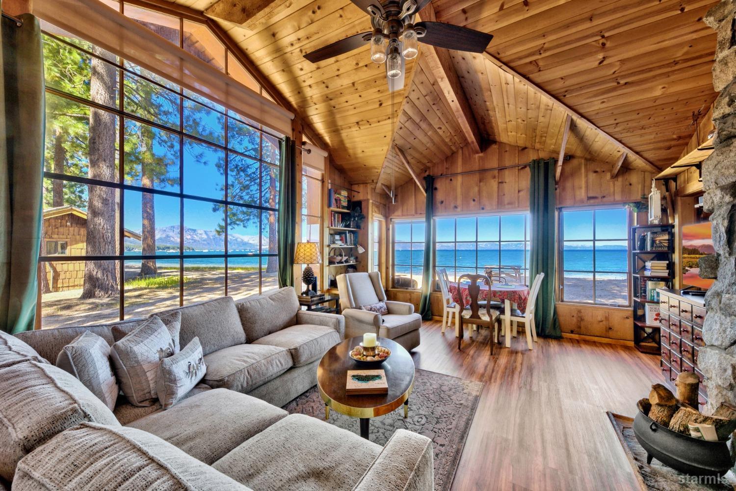 3865 Beach Road South Lake Tahoe, CA 96150 - Photo 17 of 35 a living room with furniture a wooden floor and next to a window