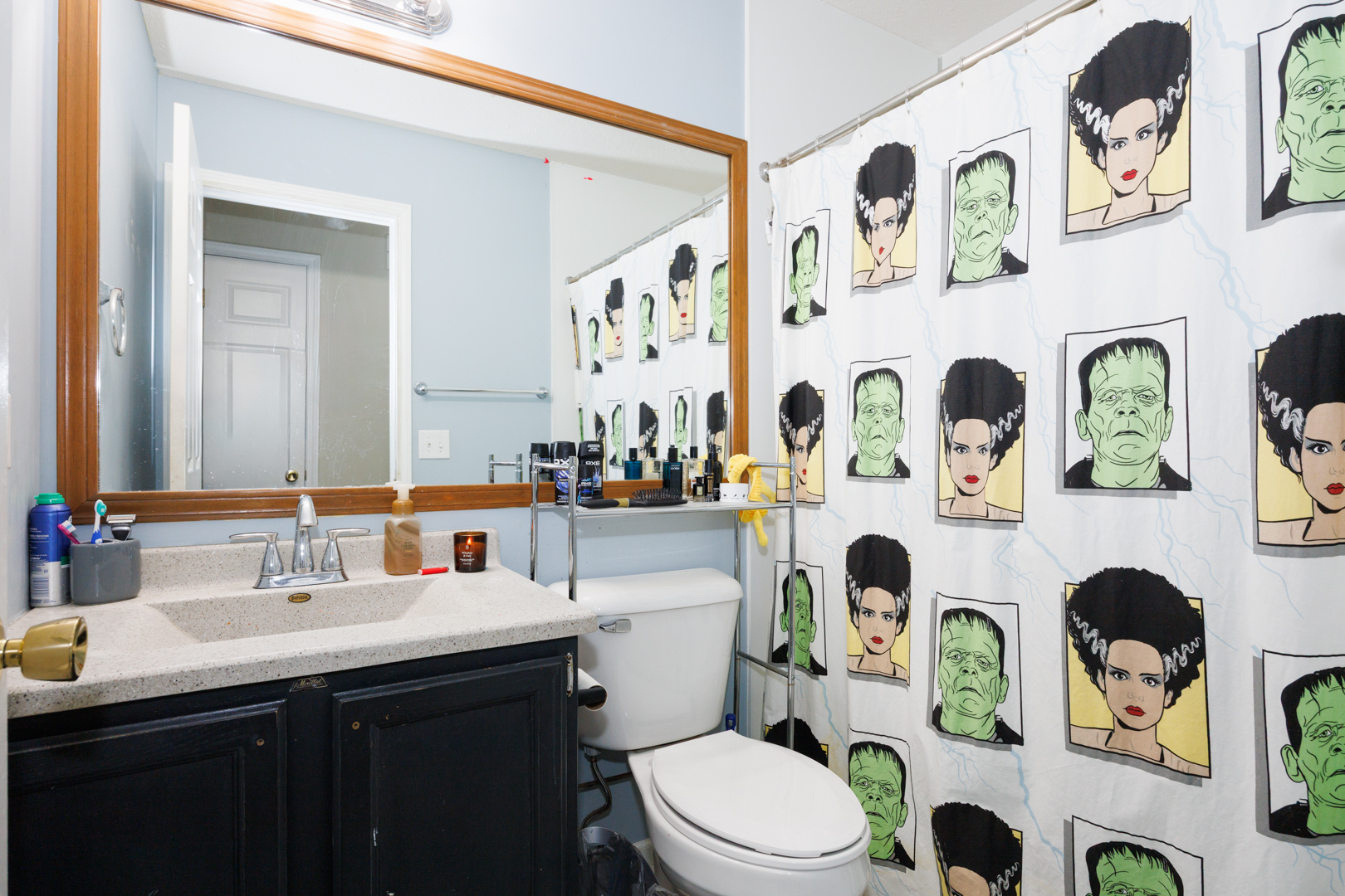 205 North Blair Drive Normal, IL 61761 - Photo 14 of 38 a bathroom with a sink a toilet a mirror a vanity and shower