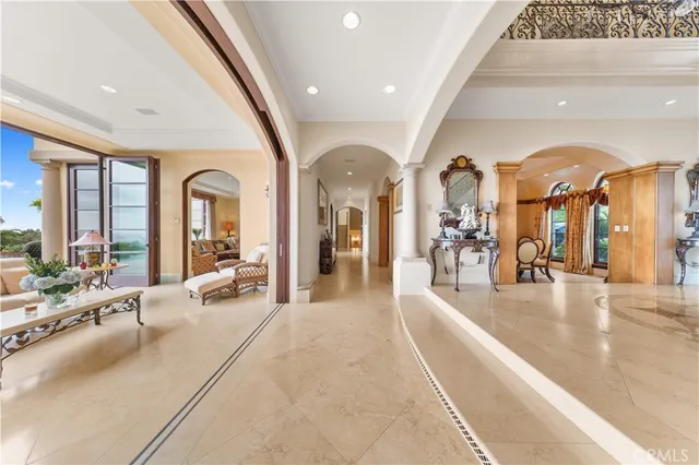 a living room with furniture fireplace and flat screen tv