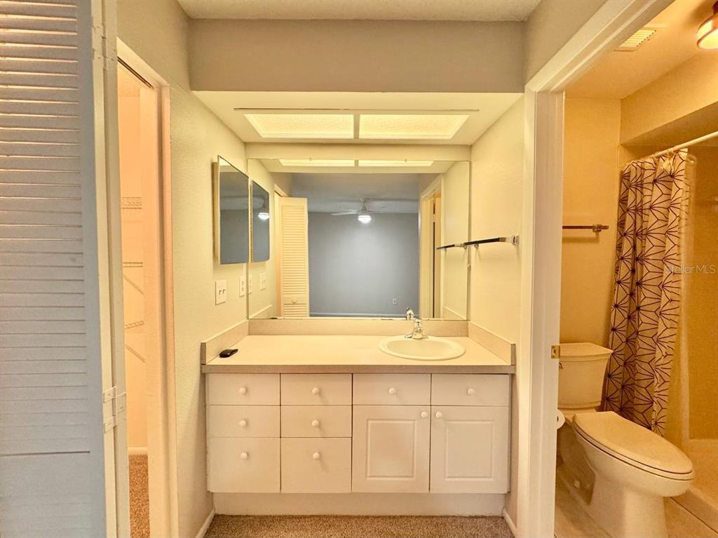 2826 Rampart Circle Clearwater, FL 33761 - Photo 23 of 30 a bathroom with a granite countertop sink toilet and shower