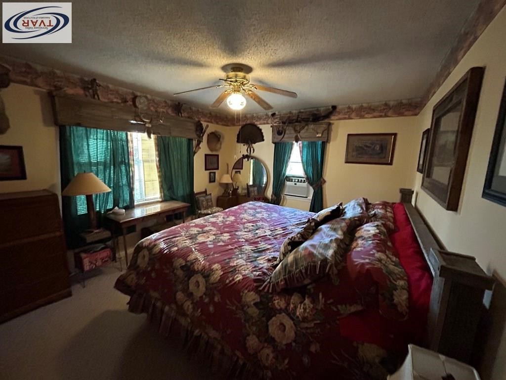 4460 Point Mason Road Big Sandy, TN 38221 - Photo 17 of 22 a bed sitting in a bedroom next to a window and a chandelier