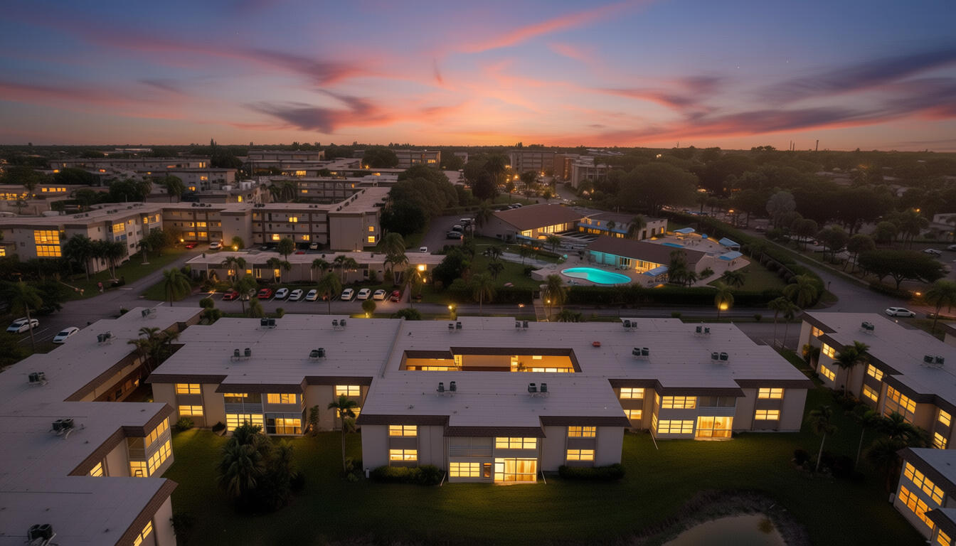 504 Davis Road, Unit 86 Palm Springs, FL 33461 - Photo 22 of 25 an aerial view of residential houses with city view