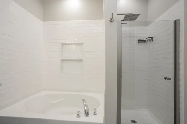 a bathroom with a bathtub