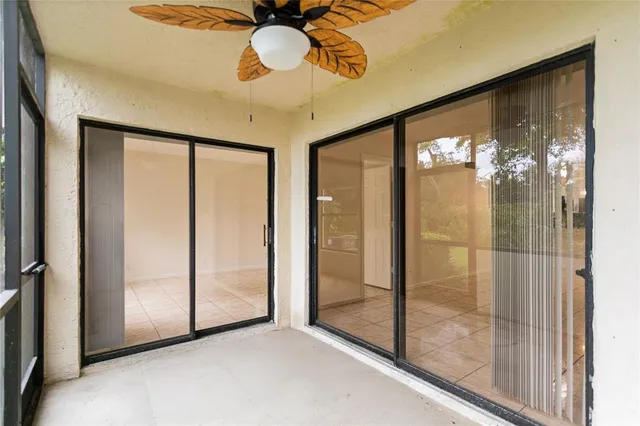 a view of a room with painted walls