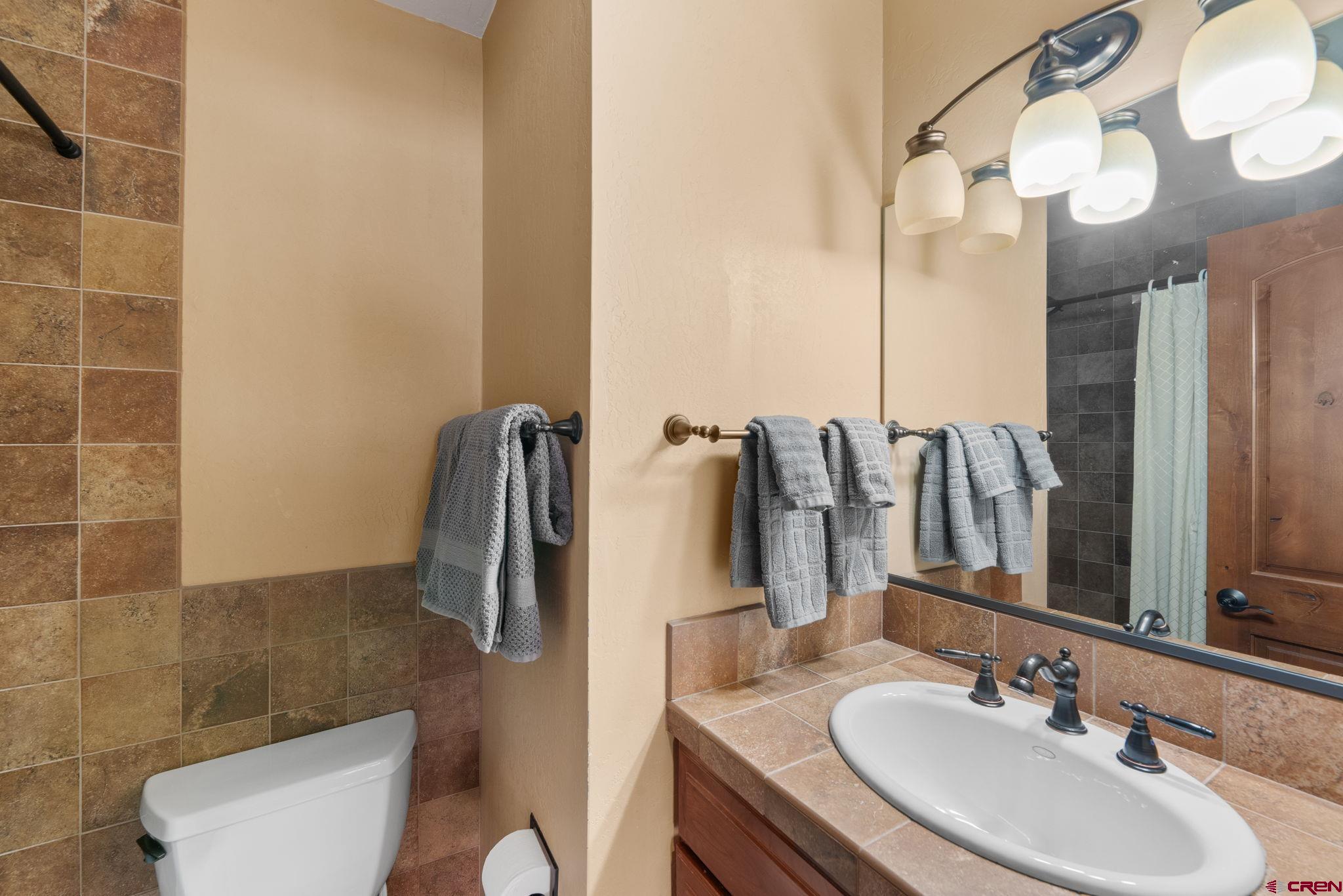 11 Emmons Road, Unit 433 Crested Butte, CO 81225 - Photo 7 of 32 a bathroom with a sink a toilet and a mirror
