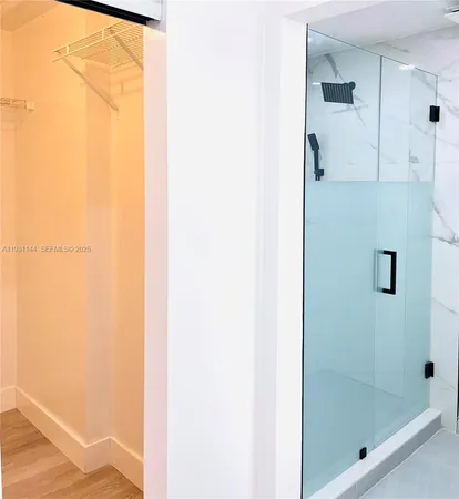 a bathroom with a bathtub