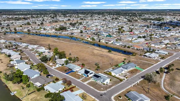 an aerial view of a residential houses with outdoor space